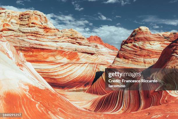 the wave rock formation - the wave coyote buttes stock pictures, royalty-free photos & images