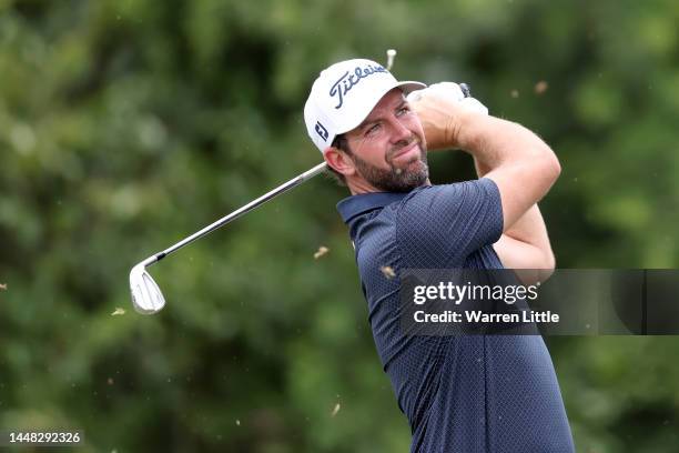 Scott Jamieson of Scotland plays his tee shot on the 5th hole during Day Four of the Alfred Dunhill Championship at Leopard Creek Country Club on...