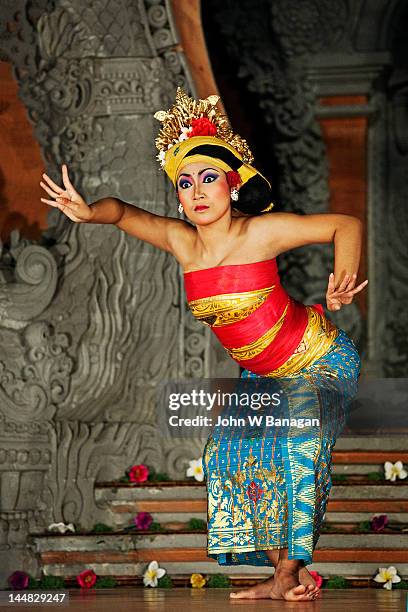 traditional barong and legong dancer, bali - barong headdress stock pictures, royalty-free photos & images