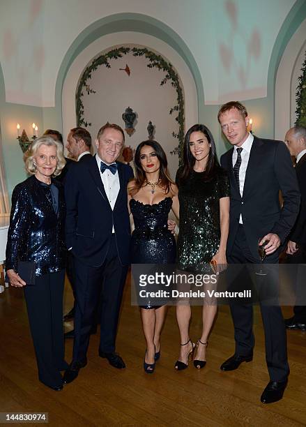 Francois-Henri Pinault, Jennifer Connelly, Jennifer Connelly and Paul Bettany arrive at Vanity Fair and Gucci Party at Hotel Du Cap during 65th...