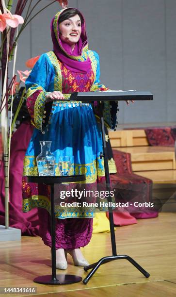 Zarifa Ghafari attends the Nobel Peace Prize Forum 2022 at Oslo University on December 11, 2022 in Oslo, Norway.