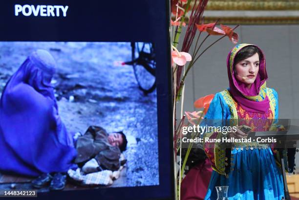 Zarifa Ghafari attends the Nobel Peace Prize Forum 2022 at Oslo University on December 11, 2022 in Oslo, Norway.