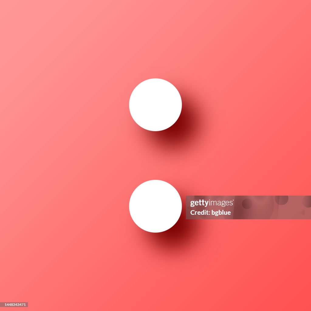 Colon symbol. Icon on Red background with shadow