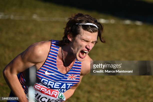 Charles Hicks of Great Britain competes in Men U23 Race during the SPAR European Cross Country Championships at Piemonte-La Mandria Park in Turin,...