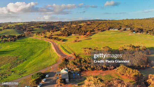 kangaroo island landscape from drone on a beautiful day, australia - kangaroo island stock pictures, royalty-free photos & images