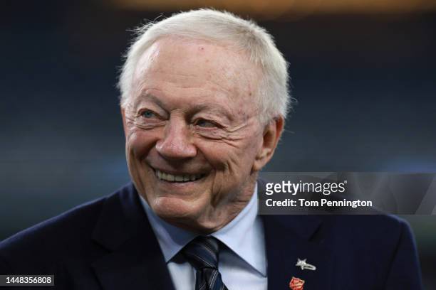 Dallas Cowboys owner Jerry Jones looks on prior to a game against the Houston Texans at AT&T Stadium on December 11, 2022 in Arlington, Texas.