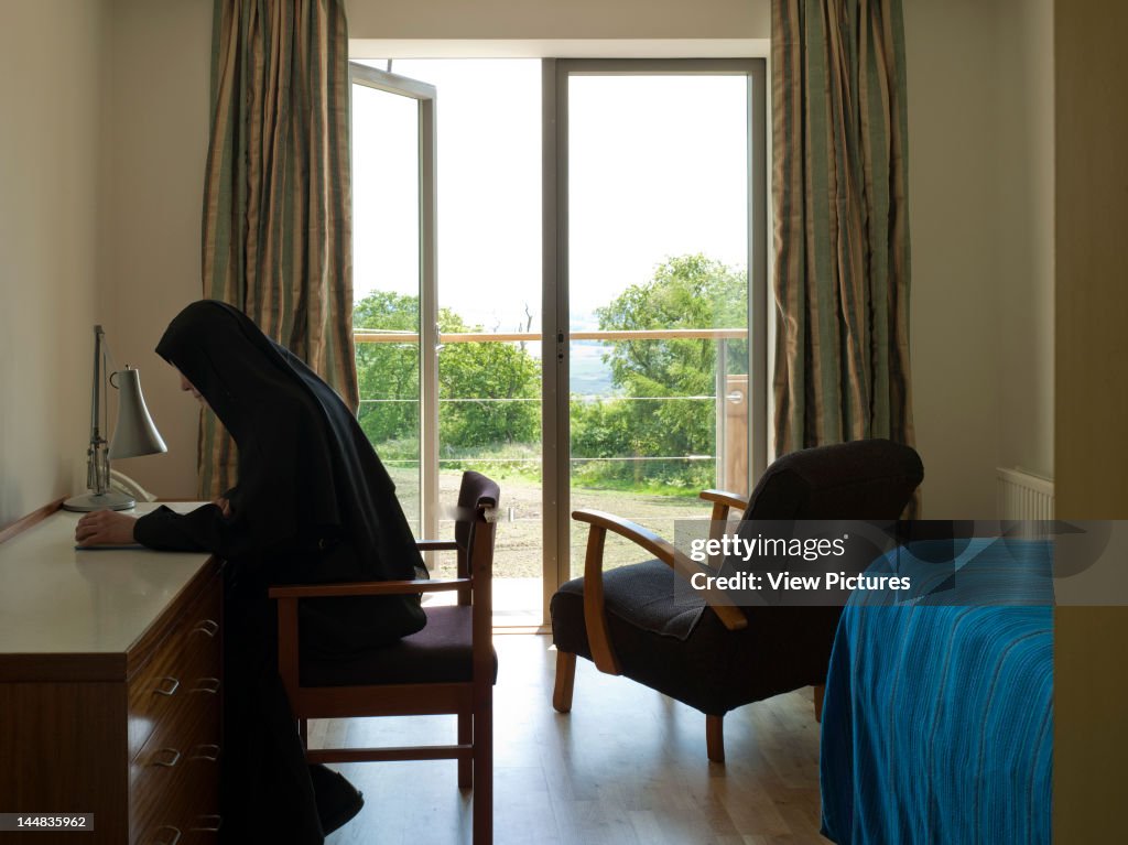 Stanbrook Abbey, Crief Farm, Wass, North Yorkshire, United Kingdom Architect: Feilden Clegg Bradley Architects 2009 Stanbrook Abbey By Feilden Clegg Bradley Studios, Interior Of Cell Towards Window And View