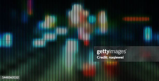 stockillustraties, clipart, cartoons en iconen met vector cyberpunk style glitched neon city night street,abstract background futuristic concept design - straatlamp