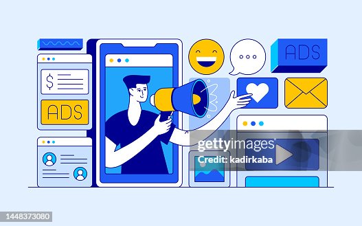 Advertising High Resolution Advertising And Advertisement Concept Modern Flat Style Illustration ...