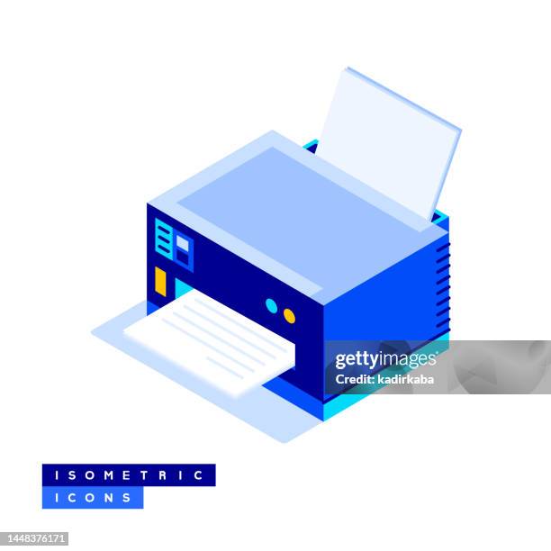 ilustrações de stock, clip art, desenhos animados e ícones de printer icon concept and three dimensional design. office, company, businessman, office worker, office supplies, businesswoman, technology. - interface gráfica do usuário