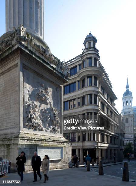 The Monument, Monument Street, LondonUnited Kingdom, Architect: Christopher Wren The Monument To The Great Fire Of London Morning View With People...