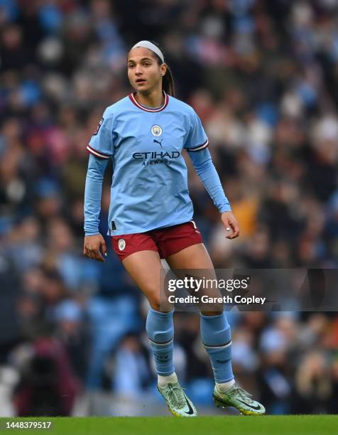 Deyna Castellanos of Manchester City during the FA Women's Super League match between Manchester City and Manchester United at Etihad Stadium on...