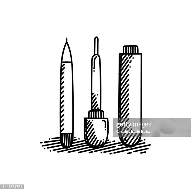 eyeliner line icon, sketch design, pixel perfect, editable stroke. beauty. - eyeshadow palette stock illustrations