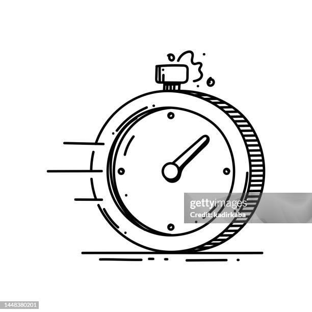 express delivery line icon, sketch design, pixel perfect, editable stroke. fast delivery, 24h, clock, timer. - clock timer stock illustrations