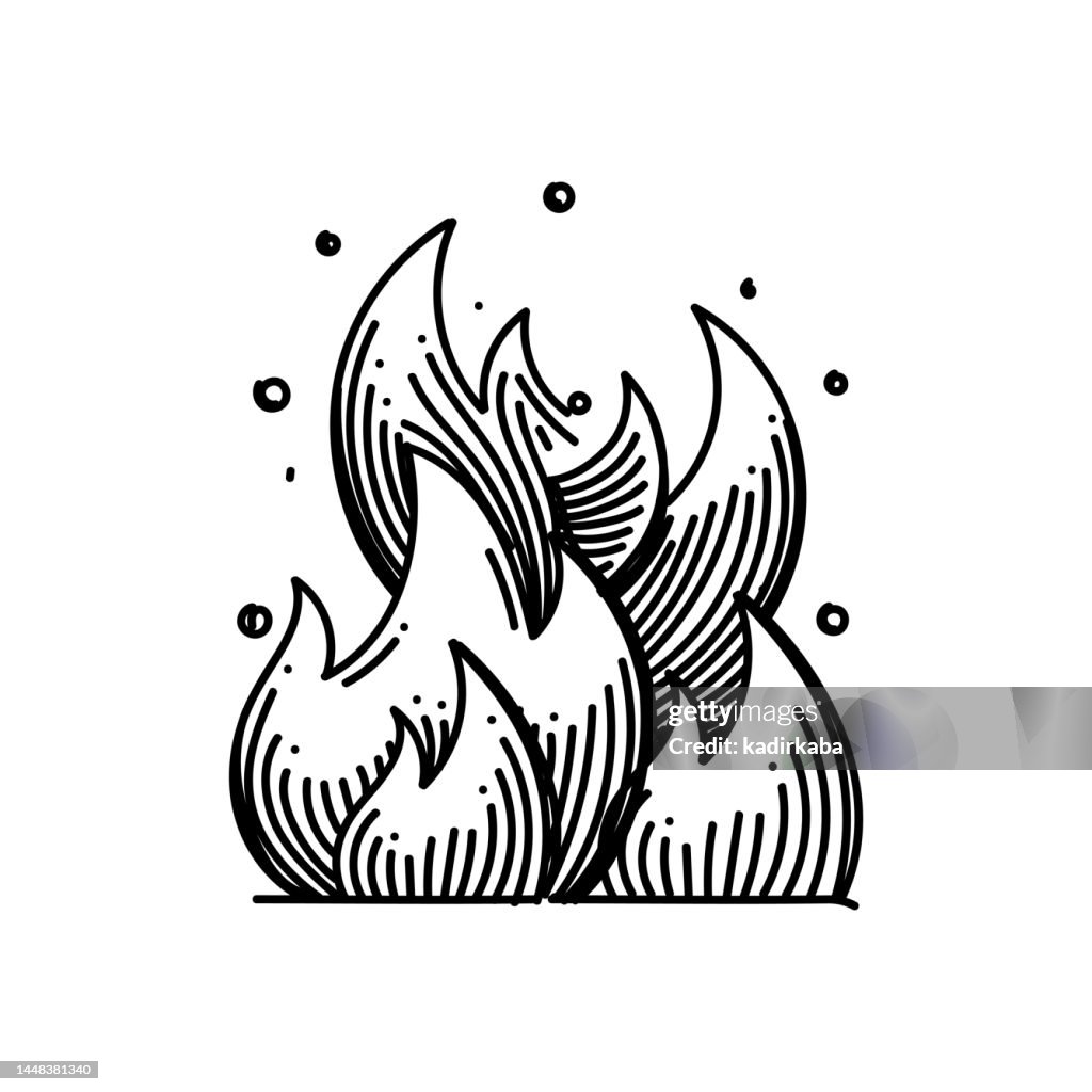 Fire Line icon, Sketch Design, Pixel perfect, Editable stroke.