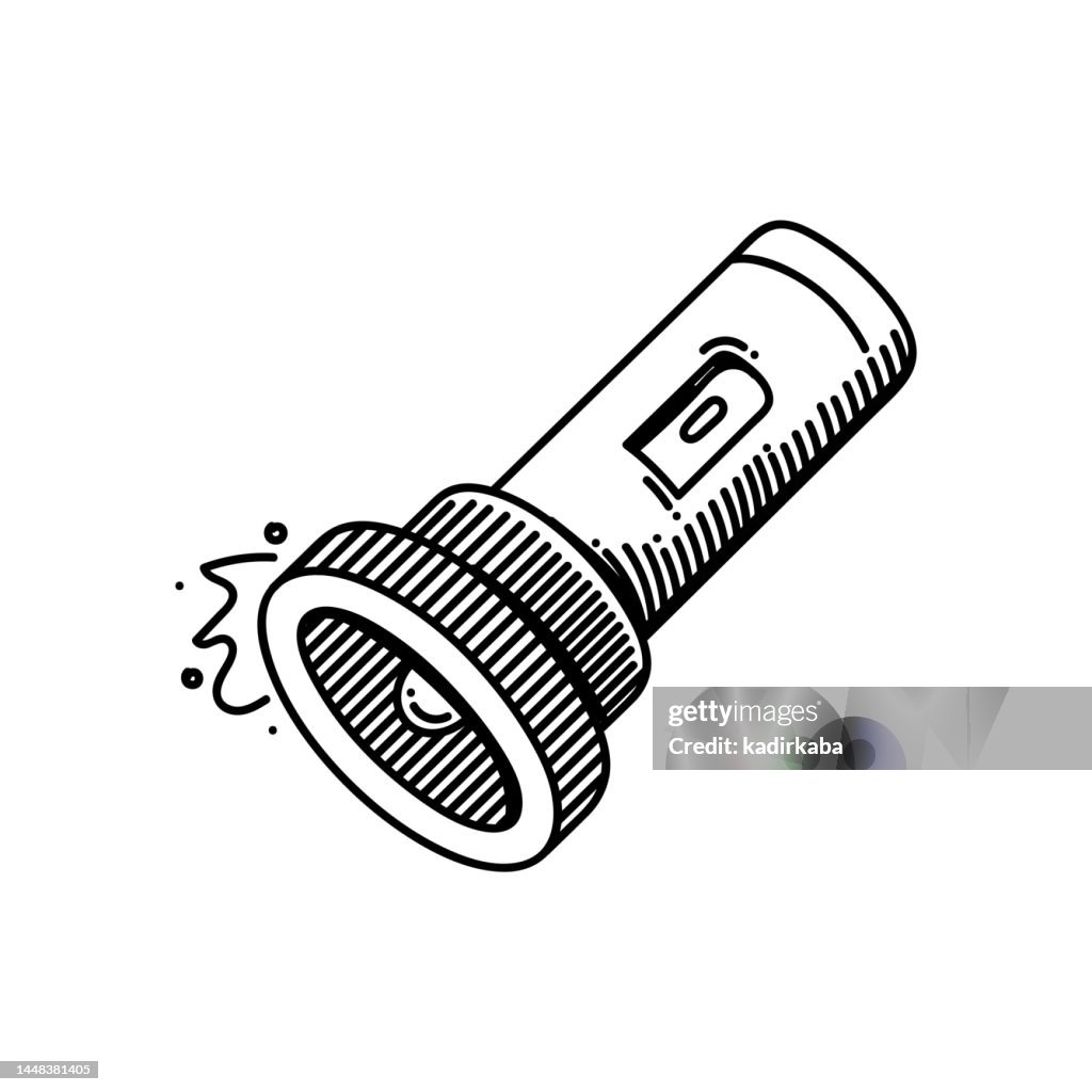 Flashlight Line icon, Sketch Design, Pixel perfect, Editable stroke.