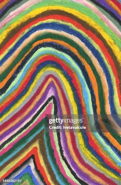 mountain. abstract, colourful stripes - oil pastel drawing stock illustrations