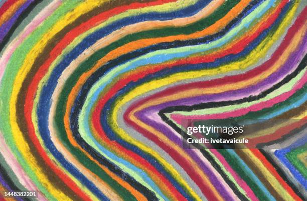 abstract, colourful stripes - oil pastel drawing stock illustrations