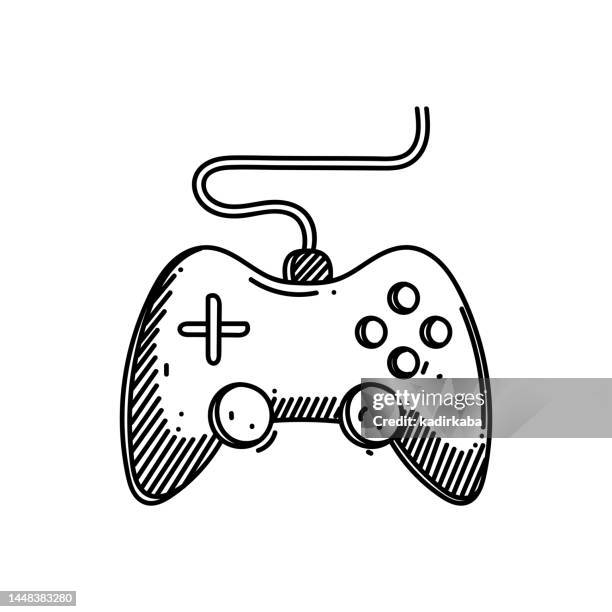 illustrazioni stock, clip art, cartoni animati e icone di tendenza di console di gioco icona linea, sketch design, pixel perfetto, tratto modificabile. intrattenimento, divertimento, controller di gioco, gamepad, gamer. - joypad