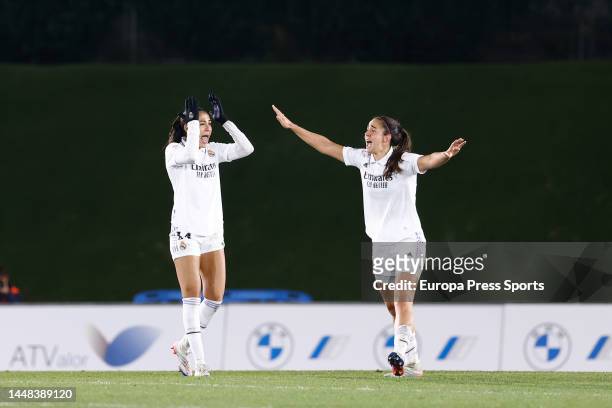 Kathellen Sousa Feitoza of Real Madrid celebrates a goal during the Women Spanish League, Liga F, football match played between Real Madrid and...