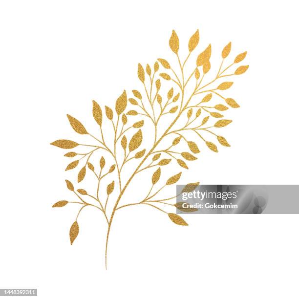 hand drawn gold colored delicate wild flowers. design element for wedding, birthday, mother's day and other greeting cards. - wildflower drawing stock illustrations