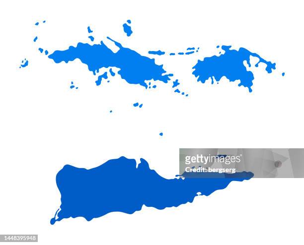 bildbanksillustrationer, clip art samt tecknat material och ikoner med virgin islands (u.s.) high detailed blue map - us virgin islands