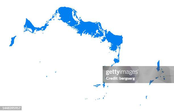 turks and caicos islands high detailed blue map with regions - bahamas map stock illustrations