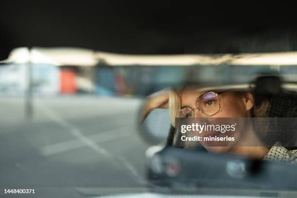 bored businesswoman driving car - roadblock stock pictures, royalty-free photos & images