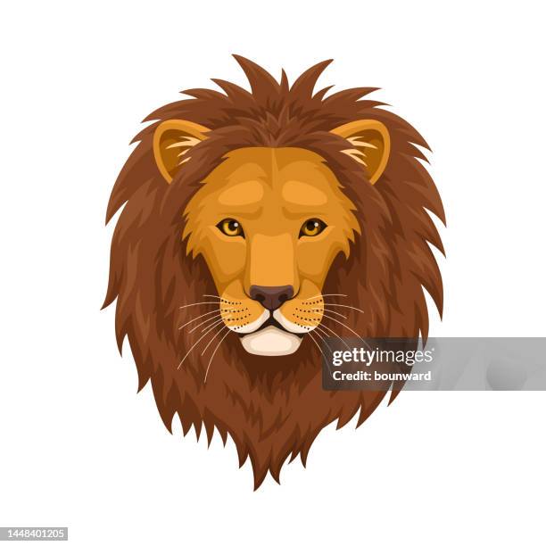 lion head. flat design. - mane stock illustrations
