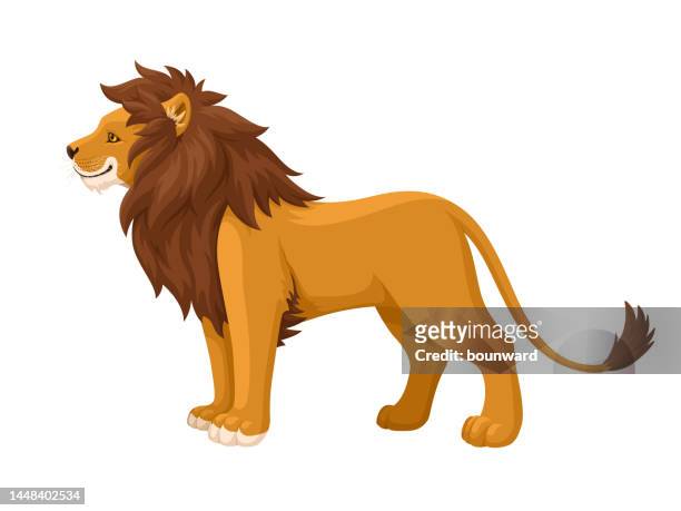lion. side view. - lion tattoo stock illustrations