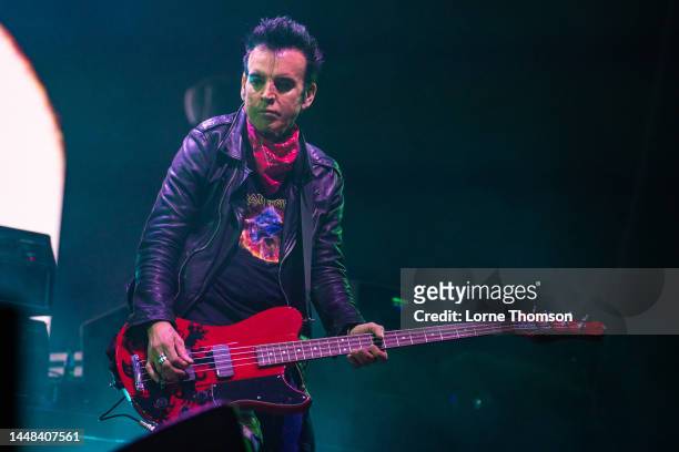 Simon Gallup of The Cure performs at OVO Arena Wembley on December 11, 2022 in London, England.