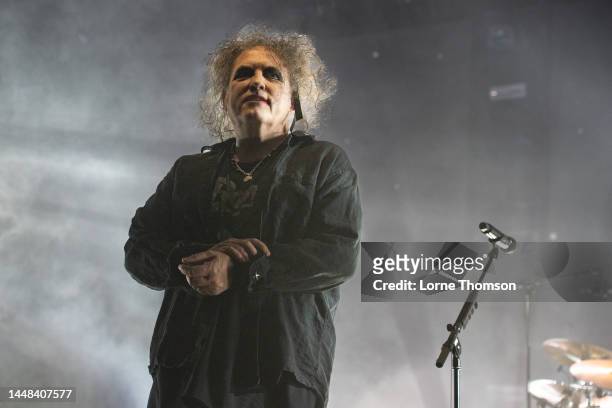 Robert Smith of The Cure performs at OVO Arena Wembley on December 11, 2022 in London, England.