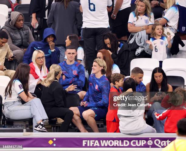 From top left, Marcus Rashford of England and fiancee Lucia Loi, below Phil Foden with girlfriend Rebecca Cooke, below Conor Gallagher and girlfriend...