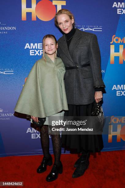 Luna Thurman-Busson and Uma Thurman attend "Some Like It Hot" Broadway opening night at Shubert Theatre on December 11, 2022 in New York City.