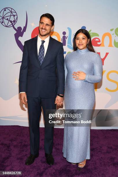 Joe Locicero and Gina Rodriguez attend the 2022 Children's & Family Emmys at Wilshire Ebell Theatre on December 11, 2022 in Los Angeles, California.