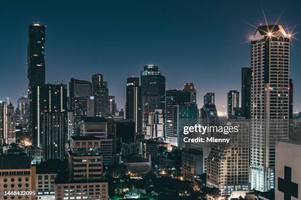 bangkok urban cityscape at sunset - thailand city night stock pictures, royalty-free photos & images