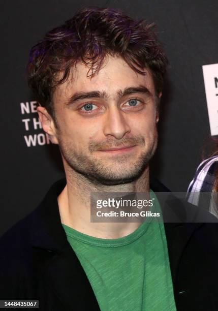 Daniel Radcliffe poses at the opening night of the New York Theatre Workshop production of the musical "Merrily We Roll Along" at The New York...