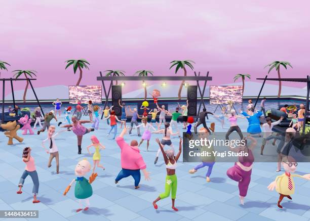 music events in the world of metaverse - online concert stock pictures, royalty-free photos & images