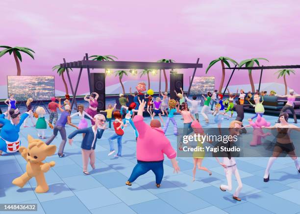 music events in the world of metaverse - online concert stock pictures, royalty-free photos & images