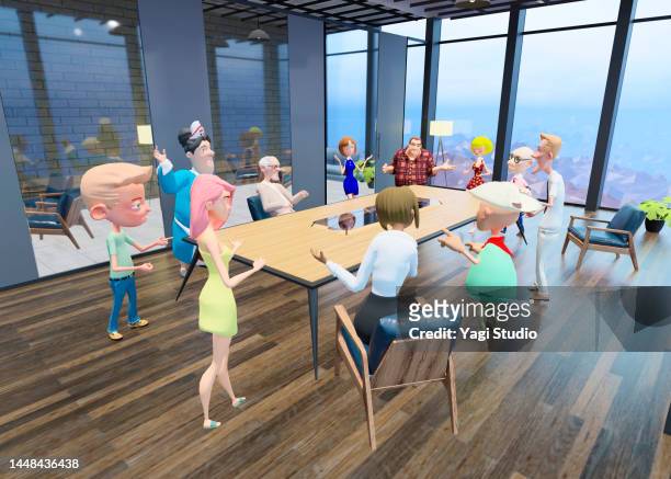 business meetings in the metaverse - employee engagement abstract stock pictures, royalty-free photos & images