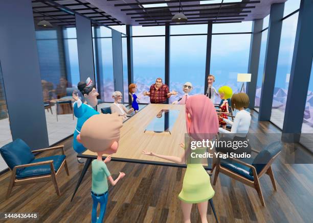 business meetings in the metaverse - employee engagement virtual stock pictures, royalty-free photos & images