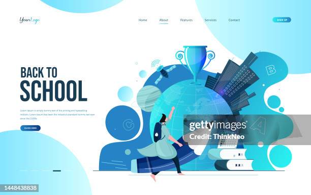 school time, back to school concept - back to school flyer stock illustrations