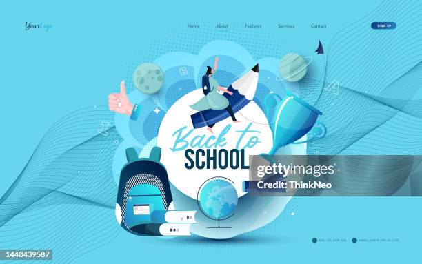 zurück zur schule, sprechblase. banner, poster, sprechblase - beginn des schuljahres stock-grafiken, -clipart, -cartoons und -symbole