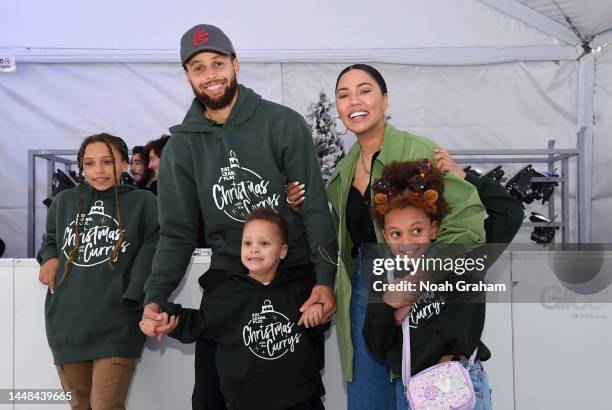 Riley Elizabeth Curry, Stephen Curry, Canon W. Jack Curry, Ayesha Curry and Ryan Carson Curry attend Eat. Learn. Play.'s 10th Annual Christmas with...