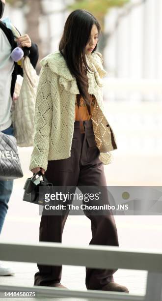 Jennie kim of BLACK PINK is seen leaving Incheon International Airport for europe tour on November 29, 2022 in Seoul, South Korea.