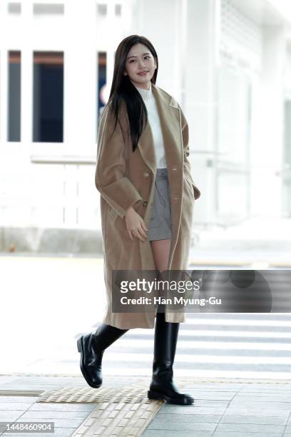 Yujin of girl group IZ*ONE and IVE is seen on departure at Incheon International Airport on December 12, 2022 in Incheon, South Korea.