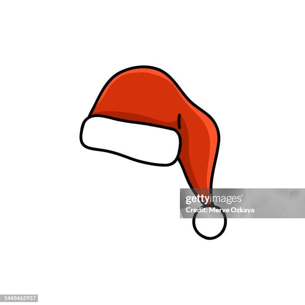 bildbanksillustrationer, clip art samt tecknat material och ikoner med hand drawn santa claus hat icon - santa hat icon