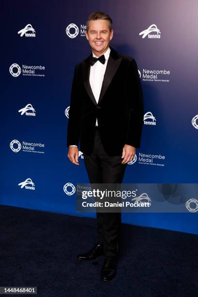 Todd Woodbridge arrives ahead of the 2022 Newcombe Medal at Crown Entertainment Complex on December 12, 2022 in Melbourne, Australia.