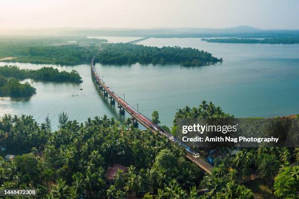 honnavara/honnavar railway bridge - indian trains stock pictures, royalty-free photos & images