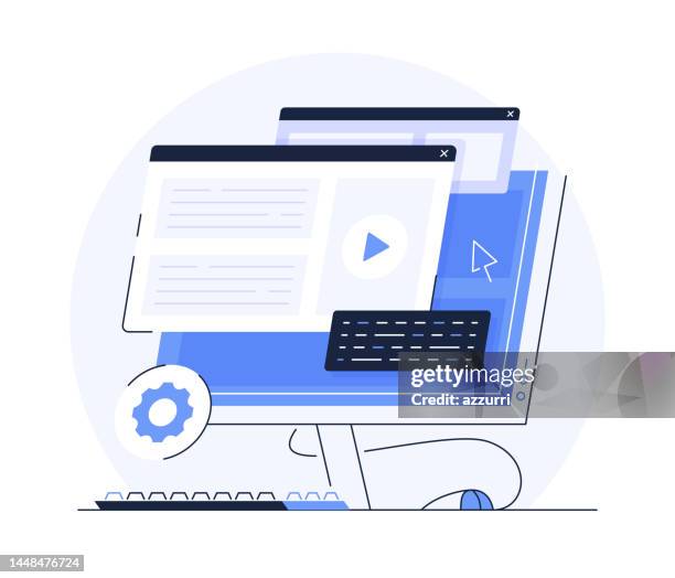 web development illustration - web design wireframes stock illustrations